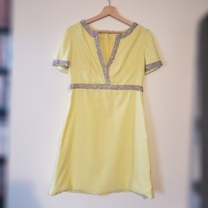 Vintage Yellow Mod Beaded Pearl dress